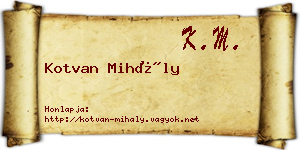 Kotvan Mihály névjegykártya